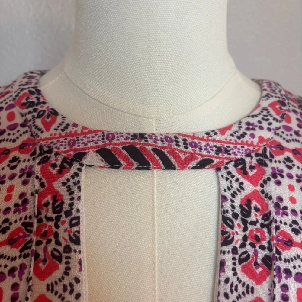 Free People Tegan Boarder Print Mini Dress Size 6 Ivory Pink Black